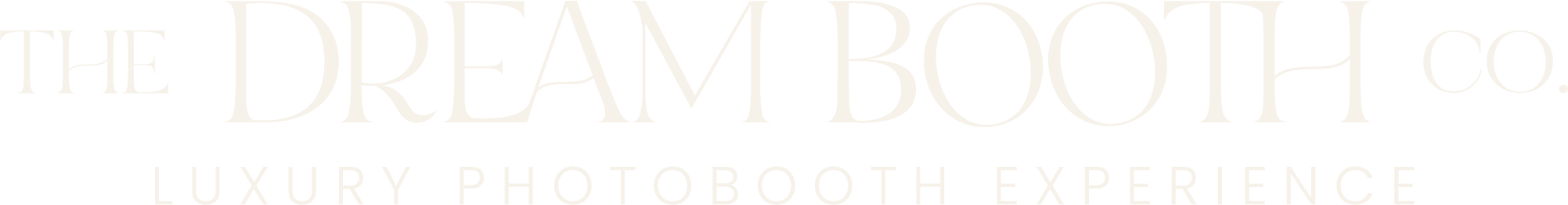 Text that reads 'The Dream Booth Co. Luxury Photobooth Experience' on a black background.