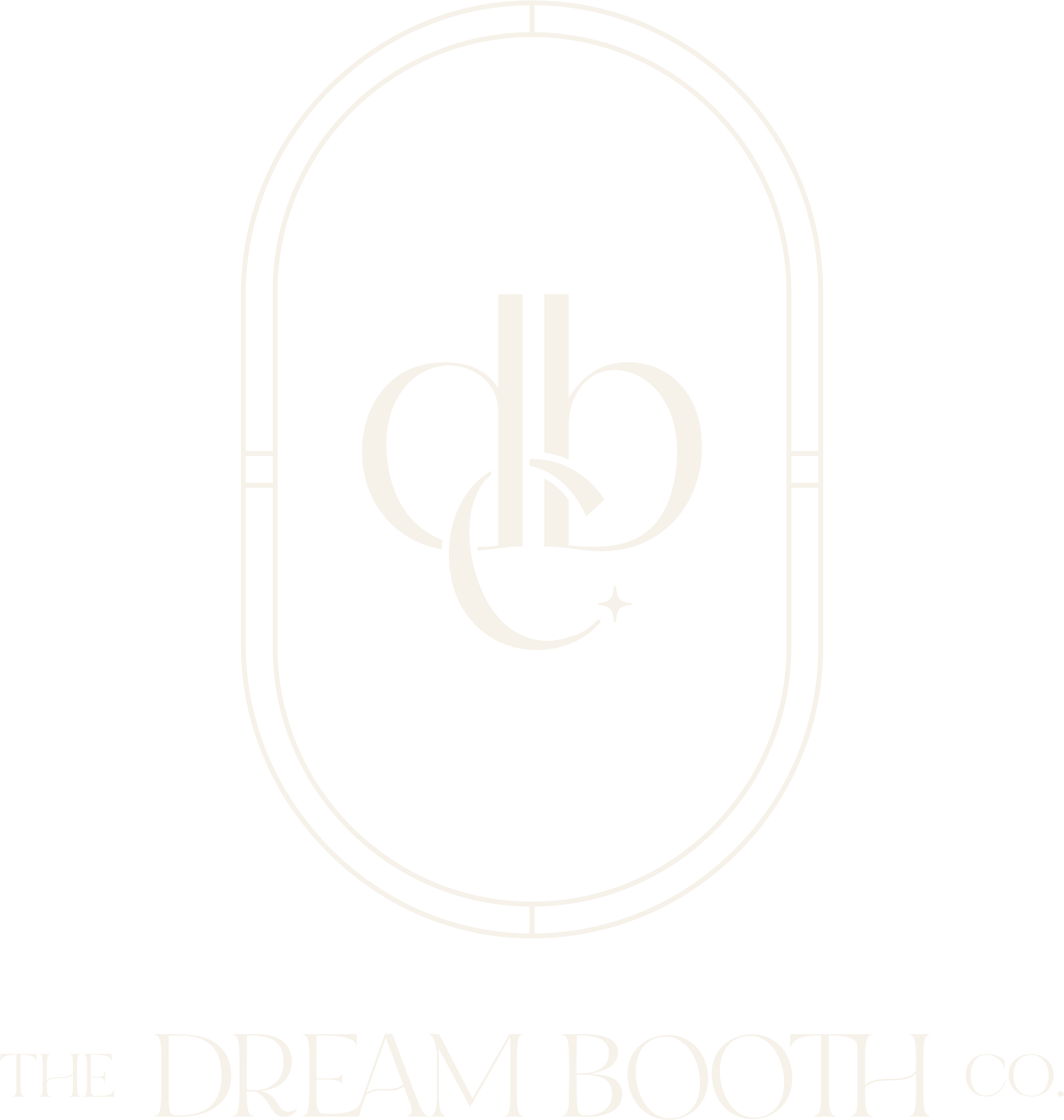 A black and white logo featuring a mirror booth inspired arch with a circle and star inside, above the words 'The Dream Booth Co'.
