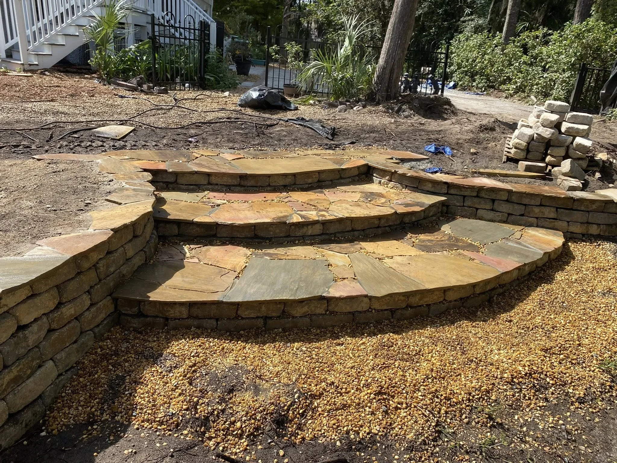 Water features, rock walls