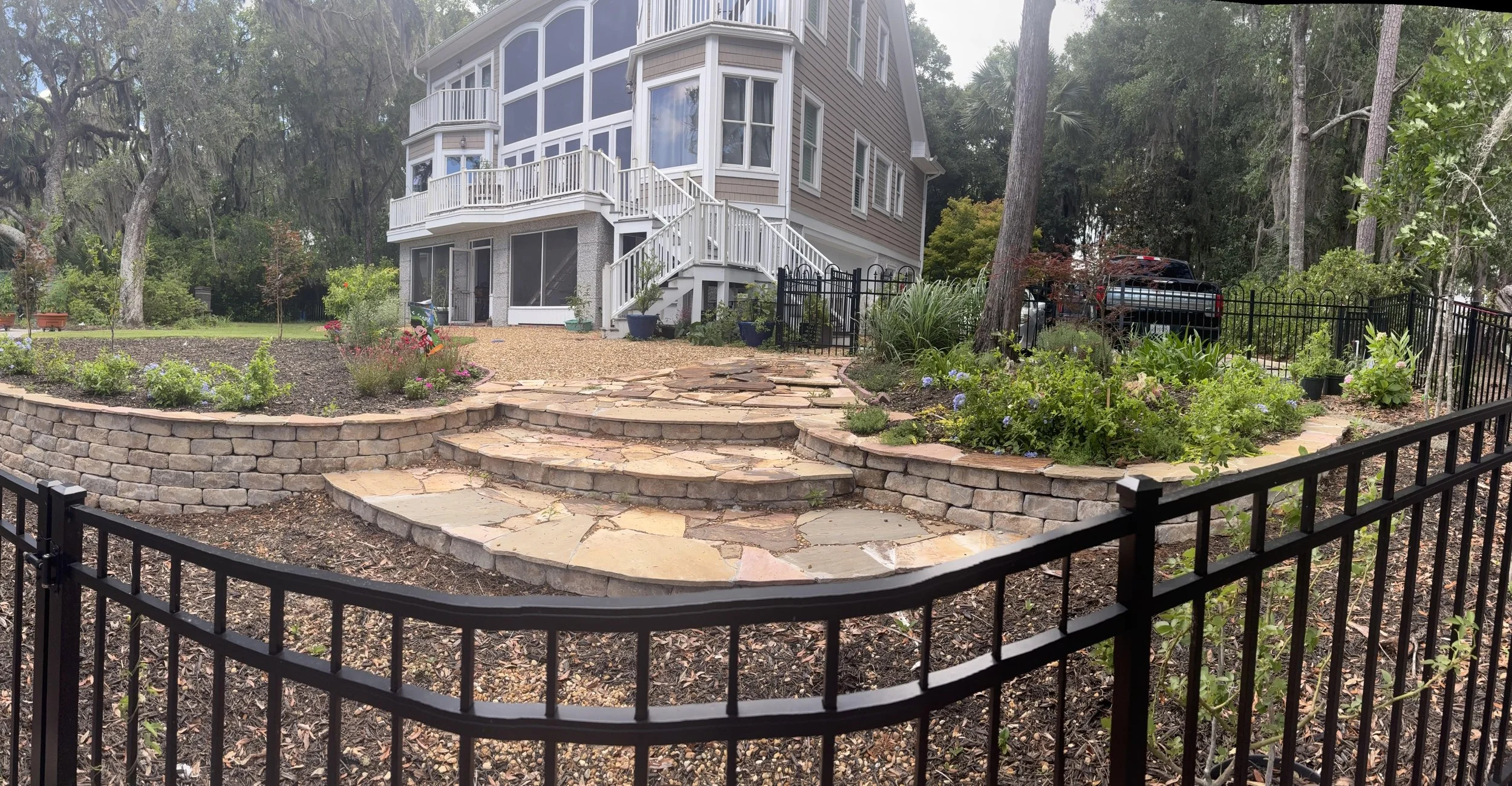 Water features, rock walls