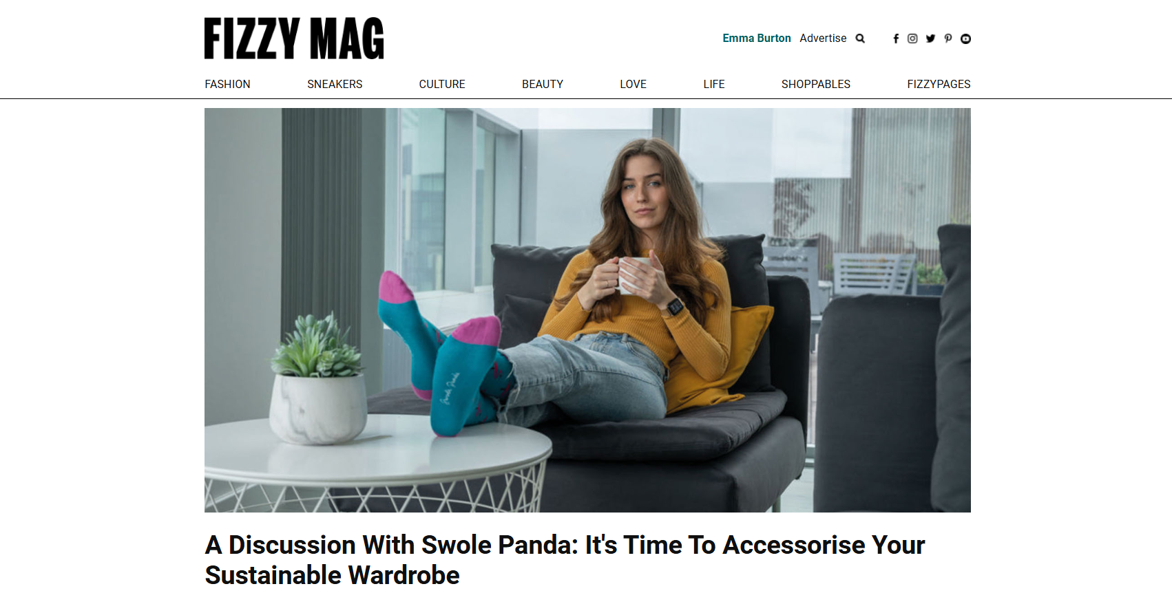 Fizzy Mag digital editorial feature layout for Swole Panda sustainable bamboo clothing brand