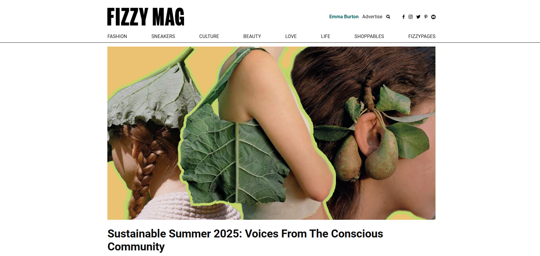 Fizzy Mag article feature titled Sustainable Summer 2025 Voices From The Conscious Community