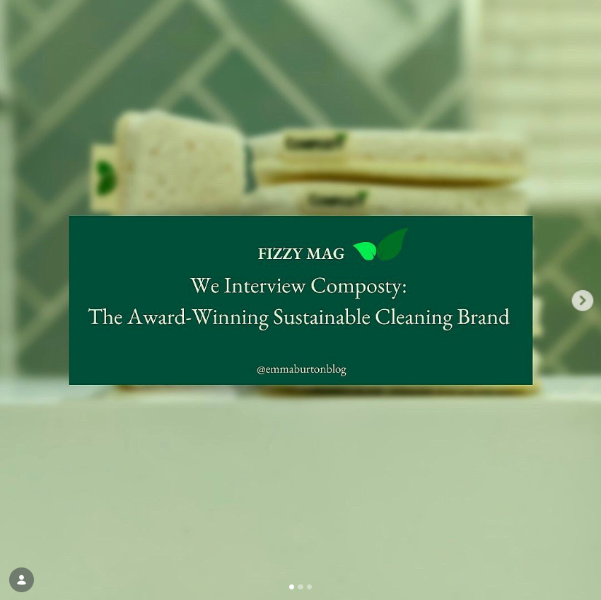 Editorial  instagram carousel campaign graphic for Composty sustainable cleaning brand interview