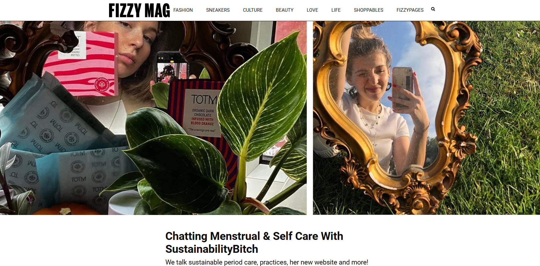 Fizzy Mag digital editorial feature layout for an interview with sustainable lifestyle influencer Lydssustainableliving