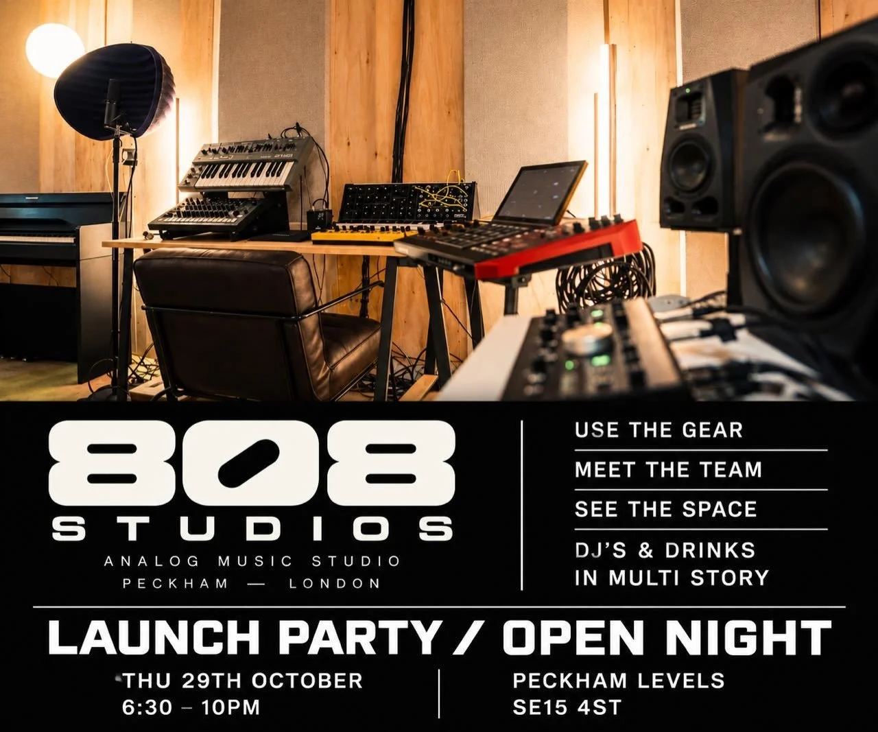 Official Studio launch party &amp; open night to meet the team and test the gear Thu 29th October