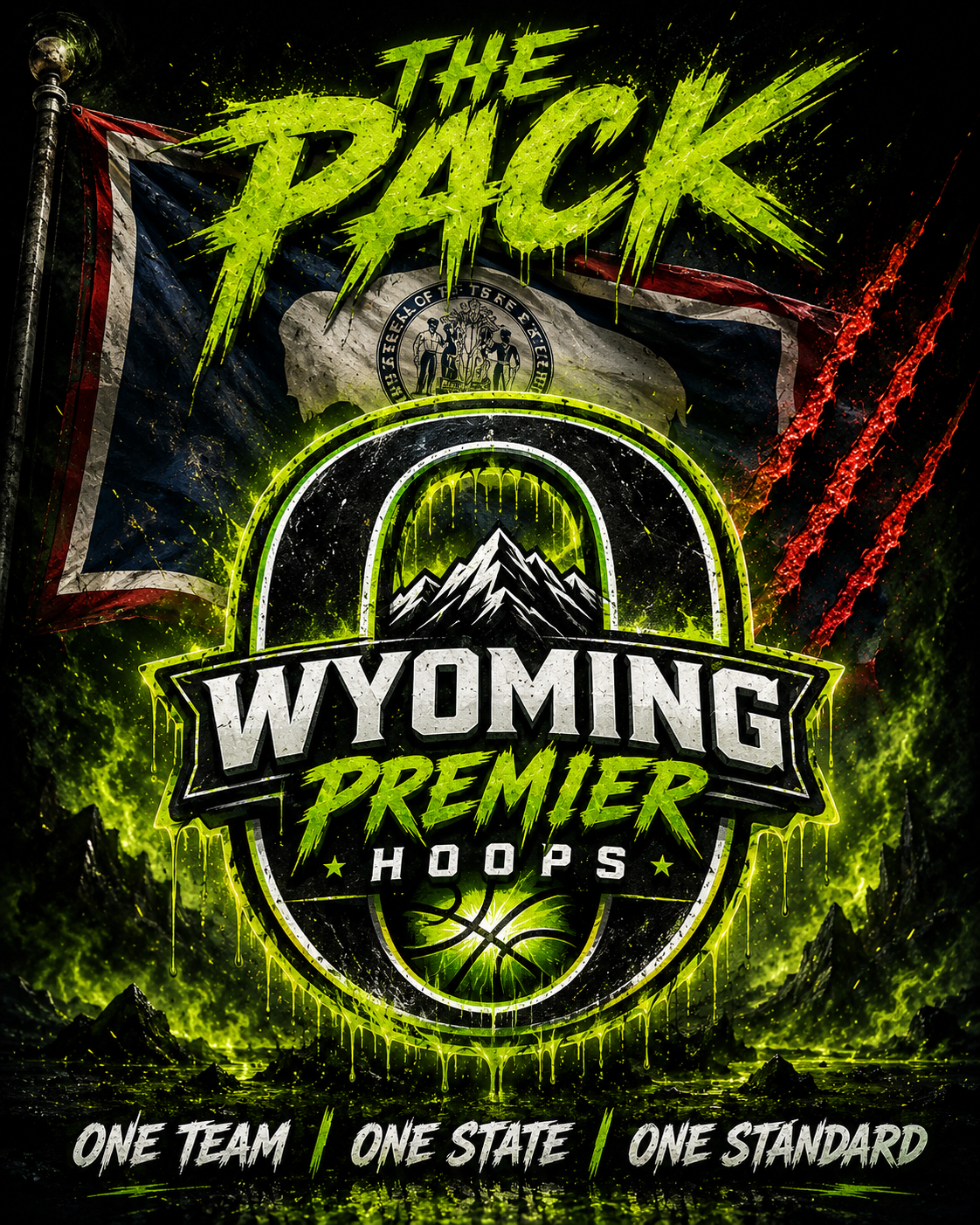 Wyo Premier Hoops Logo with State flag