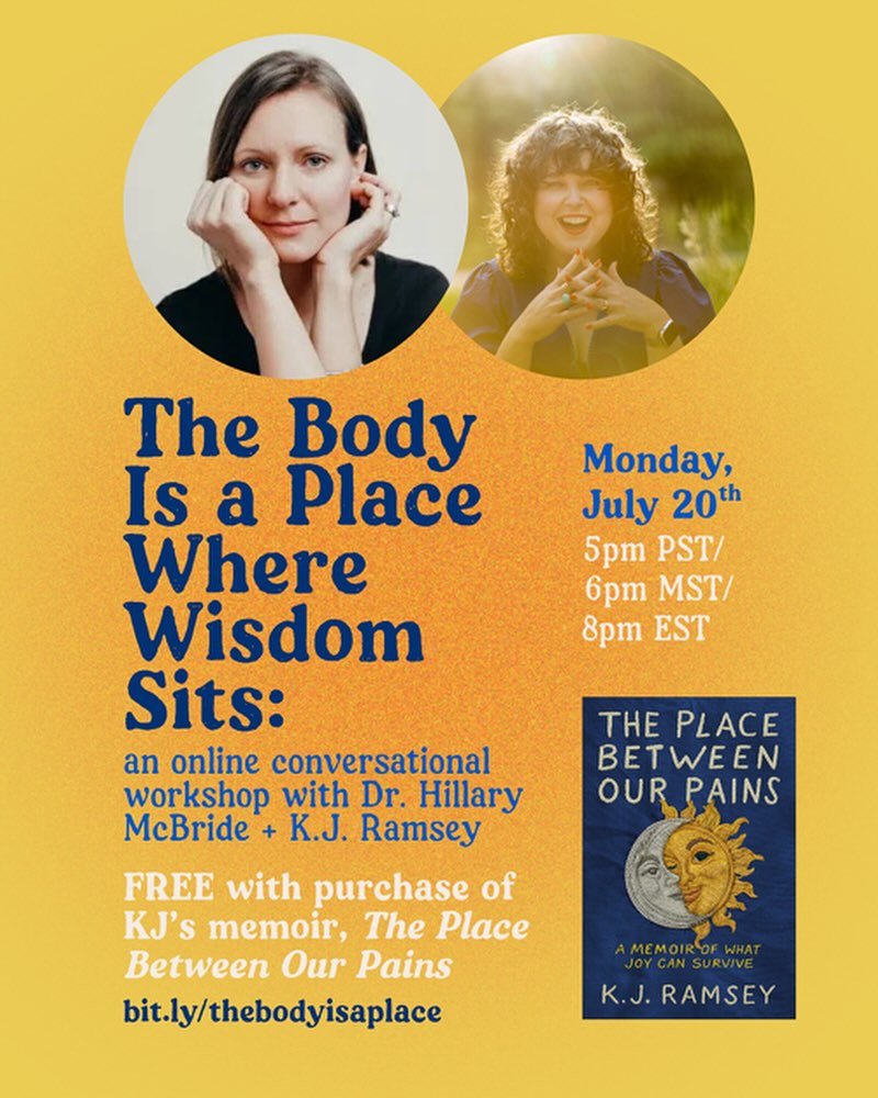 We have been cooking up something special to celebrate this new book, to make space to be together as bodies, and to honor the beautiful complexity of living as bodies which includes both power and pain. 

July 20, 5pm PT. 

There is no cost if you h