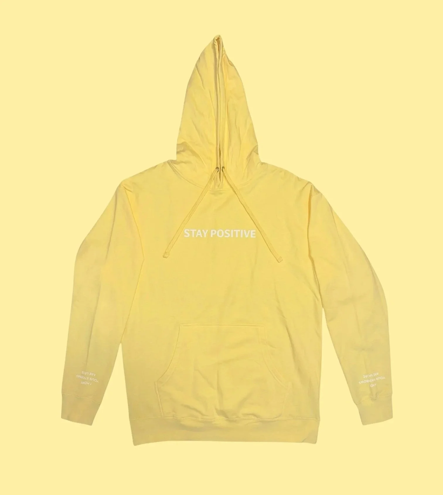 STAY POSITIVE HOODIE - PASTEL YELLOW