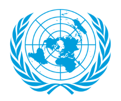 United Nations emblem with a world map surrounded by olive branches.