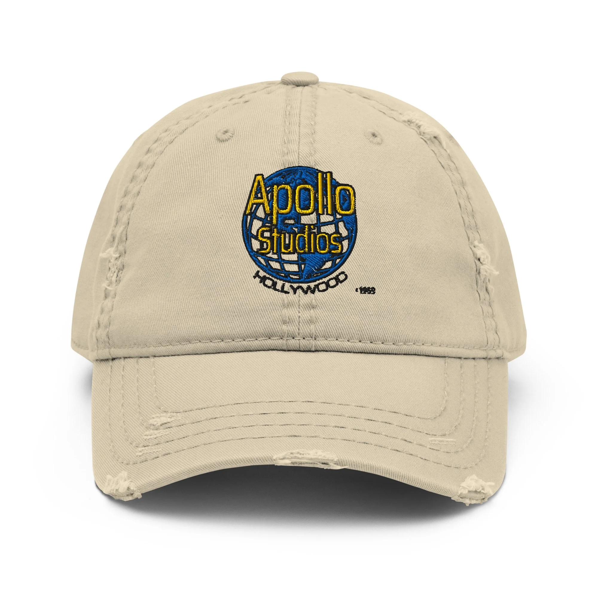 Hat — Retro globe logo design with vintage 1960s studio graphics referencing Apollo hoax — Apollo hoax, conspiracy — Etherfol