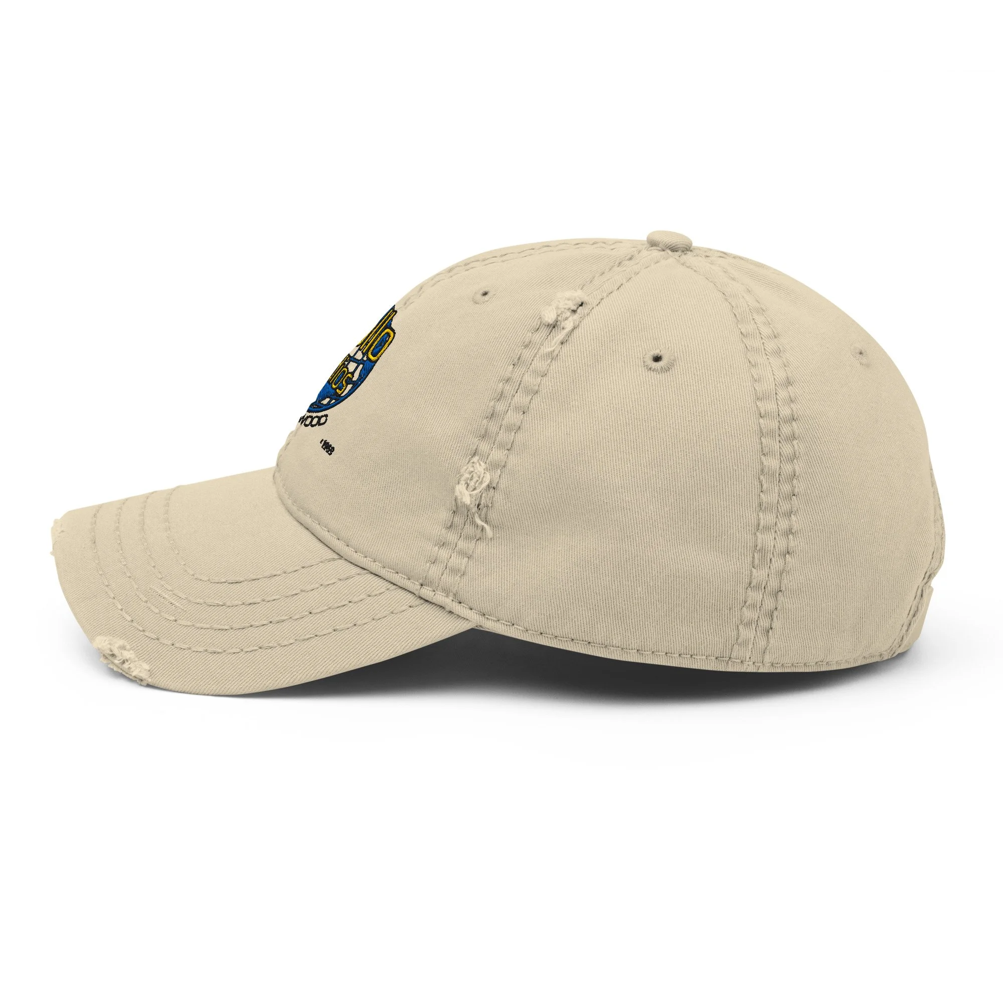 Hat — Alternate angle view of vintage globe logo design with retro studio graphics — Apollo hoax, alternative history — Ether