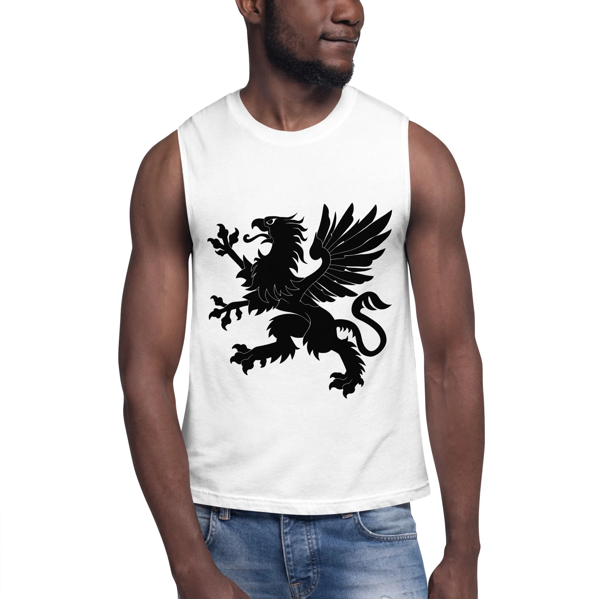 Unisex muscle tank featuring Tartarian griffin design — alternative history aesthetic — Etherfolk