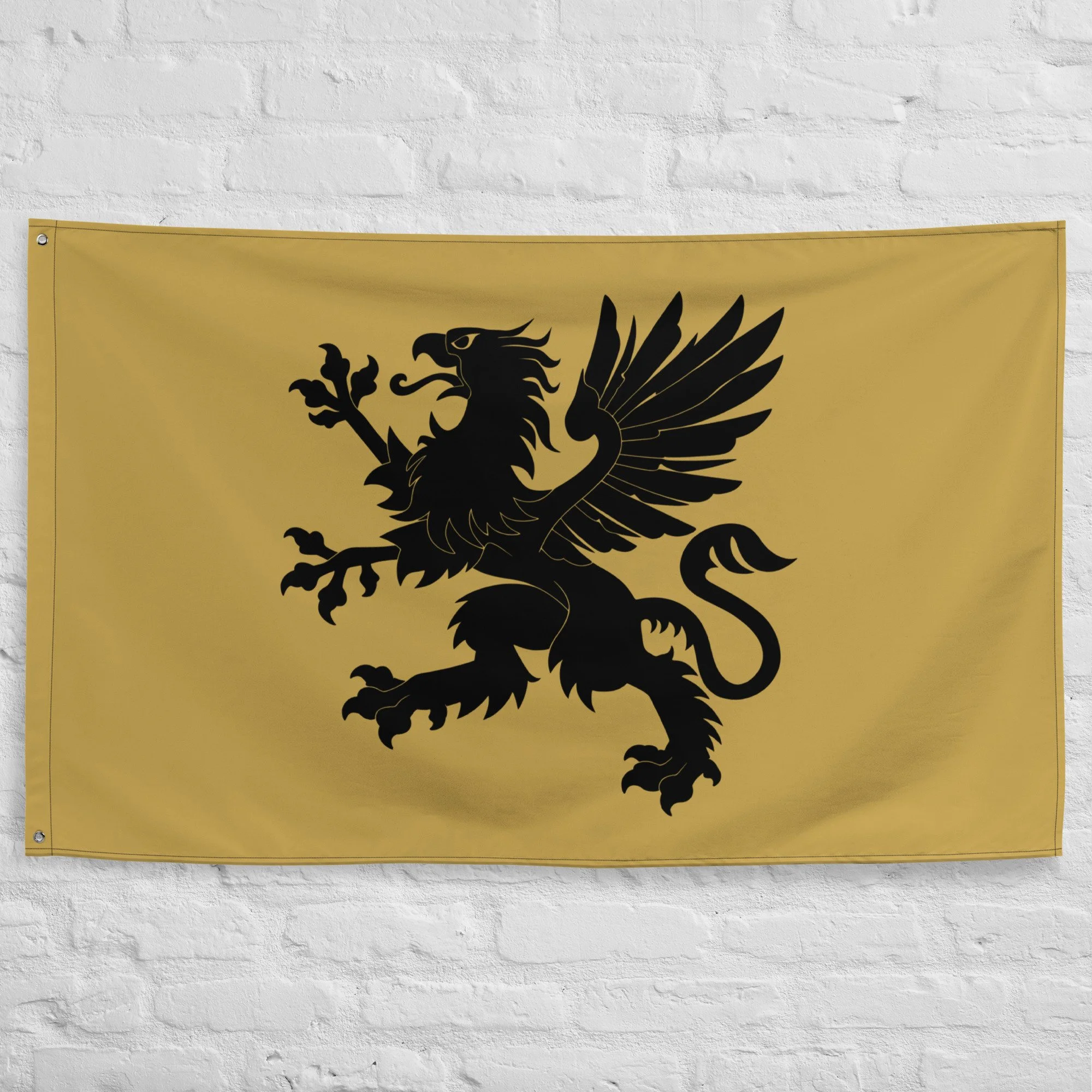 Wall flag — Tartarian griffin emblem centered on polyester banner with antique engraving aesthetic — hidden history, alternat