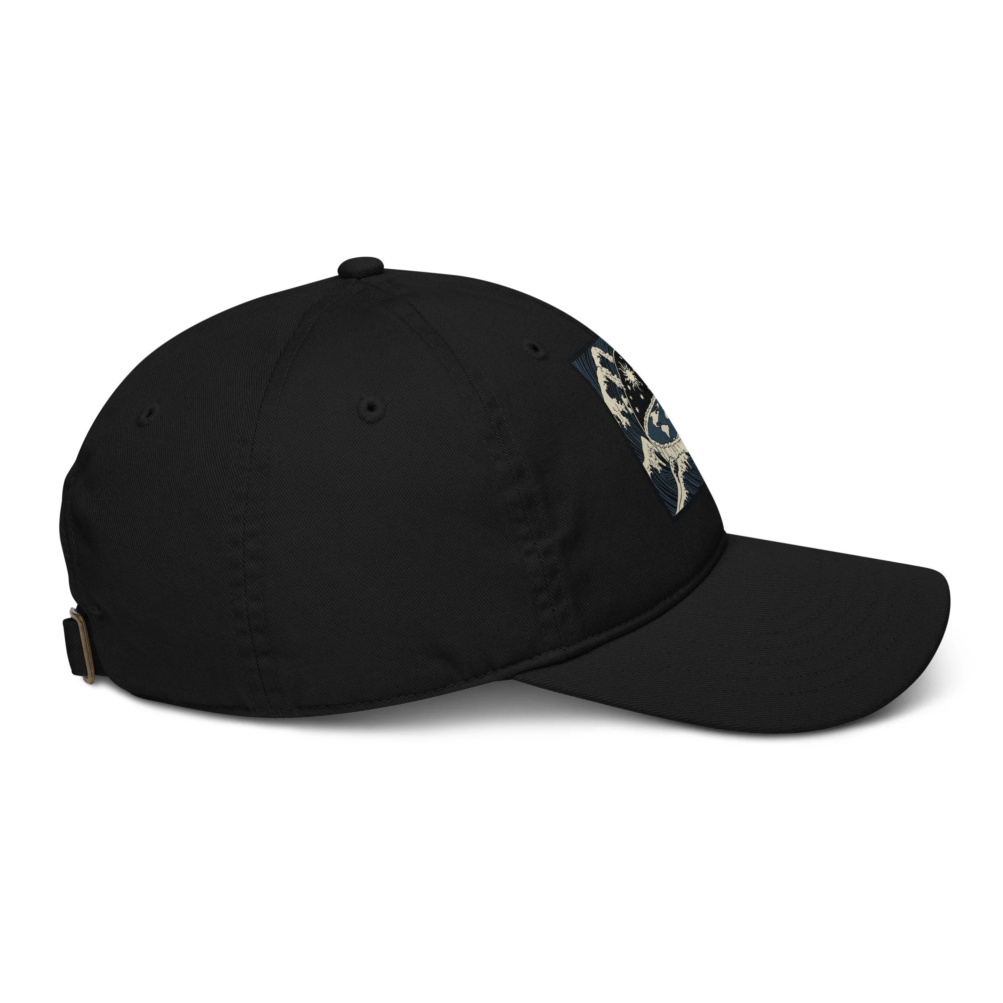 Dad hat with vintage celestial graphic worn casually — firmament symbolism — Etherfolk