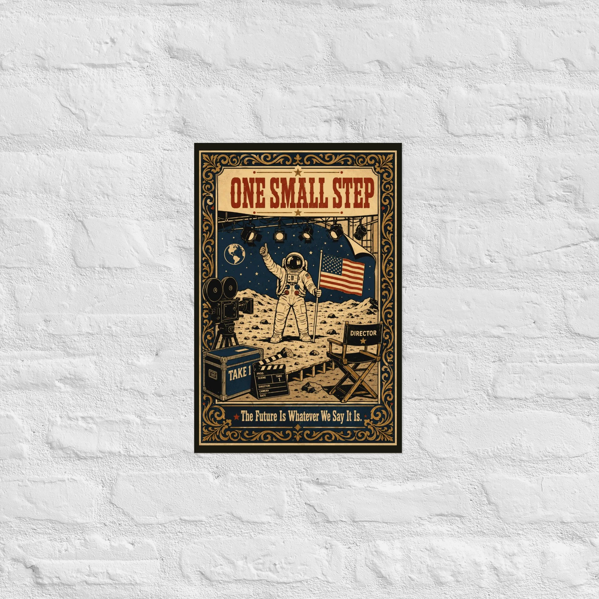 One Small Step Vintage Propaganda Poster