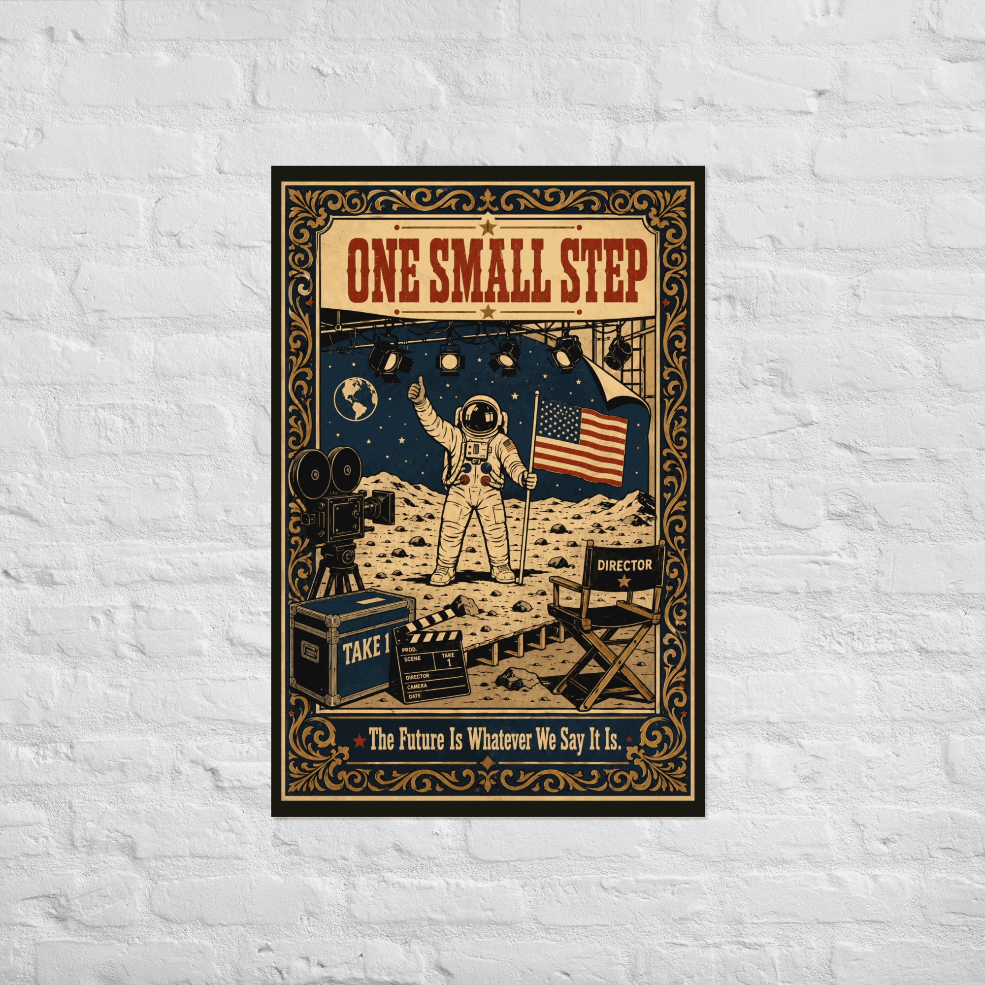 One Small Step Vintage Propaganda Poster