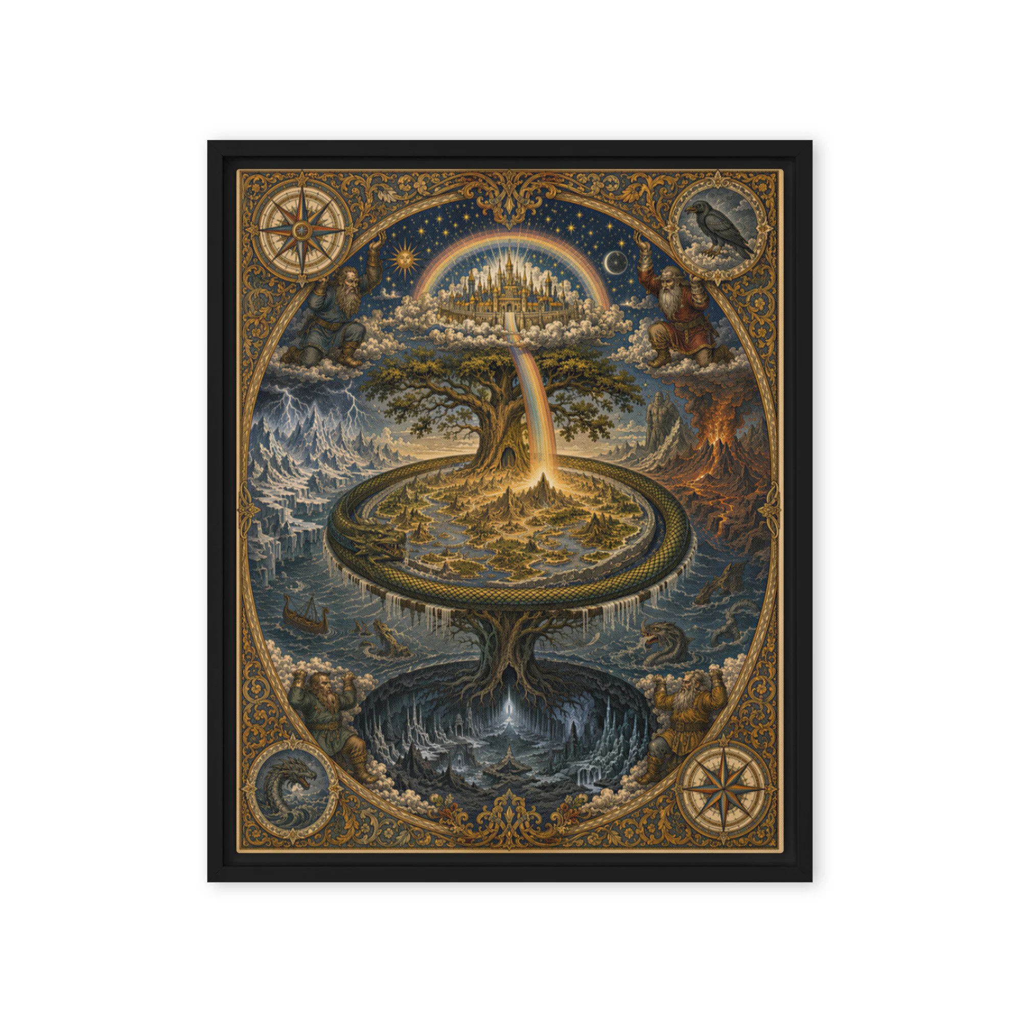 Norse Cosmology Yggdrasil Framed Canvas