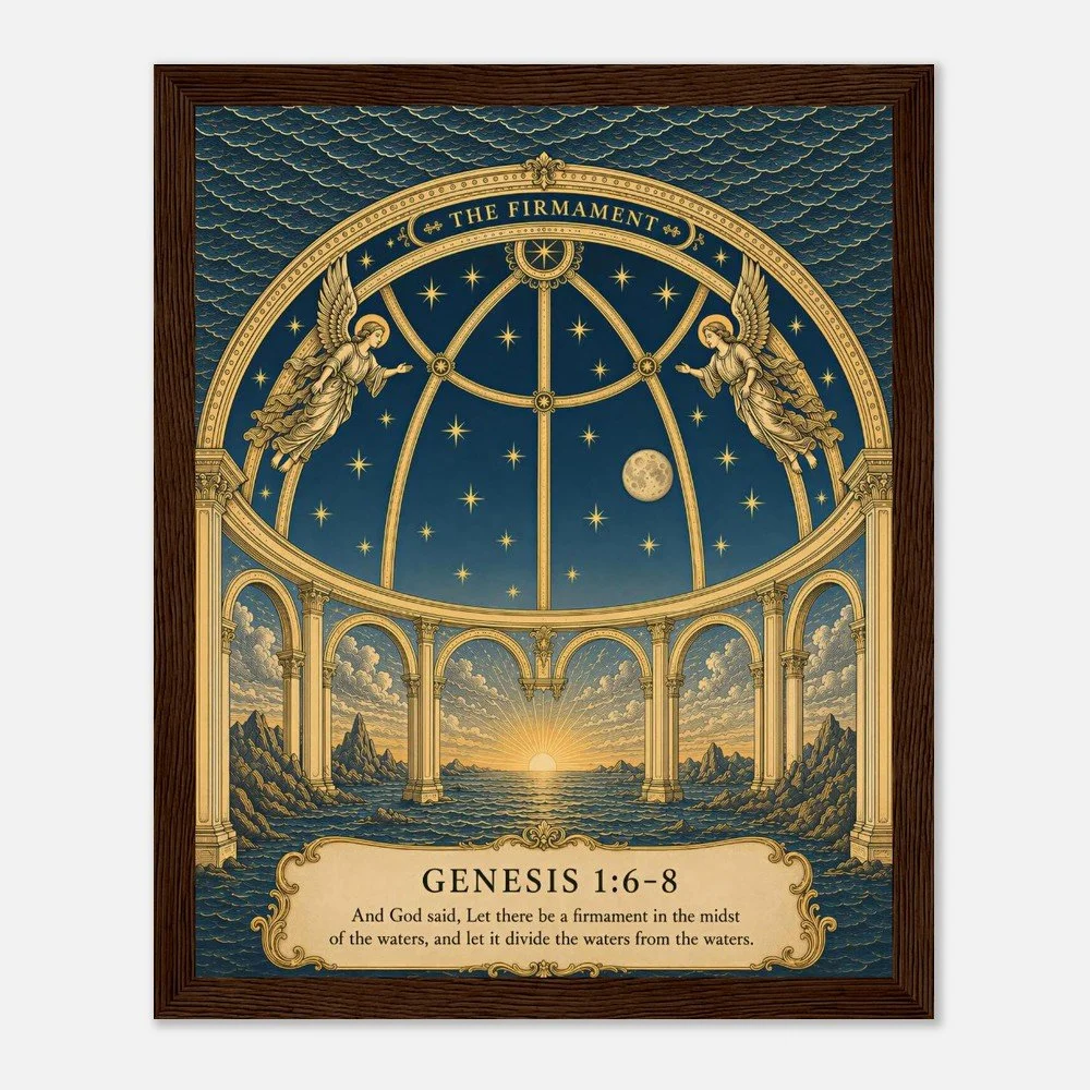 The Firmament Framed Poster, Genesis 1:6-8 Biblical Cosmology Wall Art