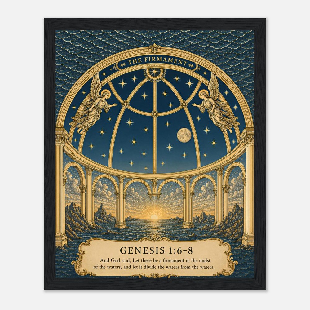 The Firmament Framed Poster, Genesis 1:6-8 Biblical Cosmology Wall Art