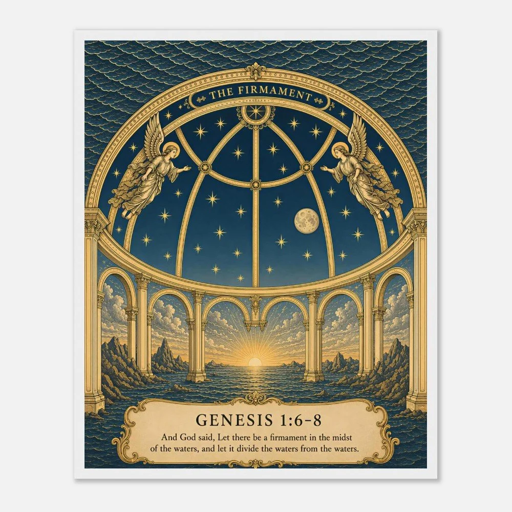 The Firmament Framed Poster, Genesis 1:6-8 Biblical Cosmology Wall Art