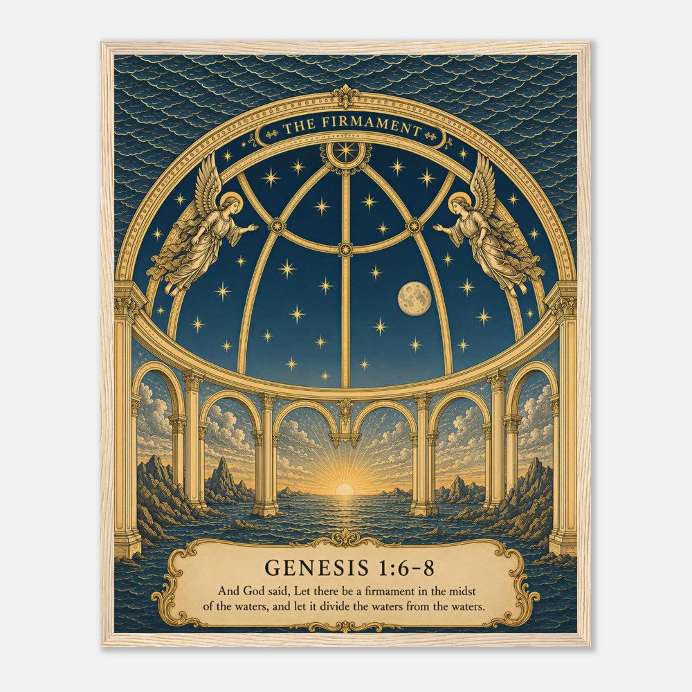The Firmament Framed Poster, Genesis 1:6-8 Biblical Cosmology Wall Art