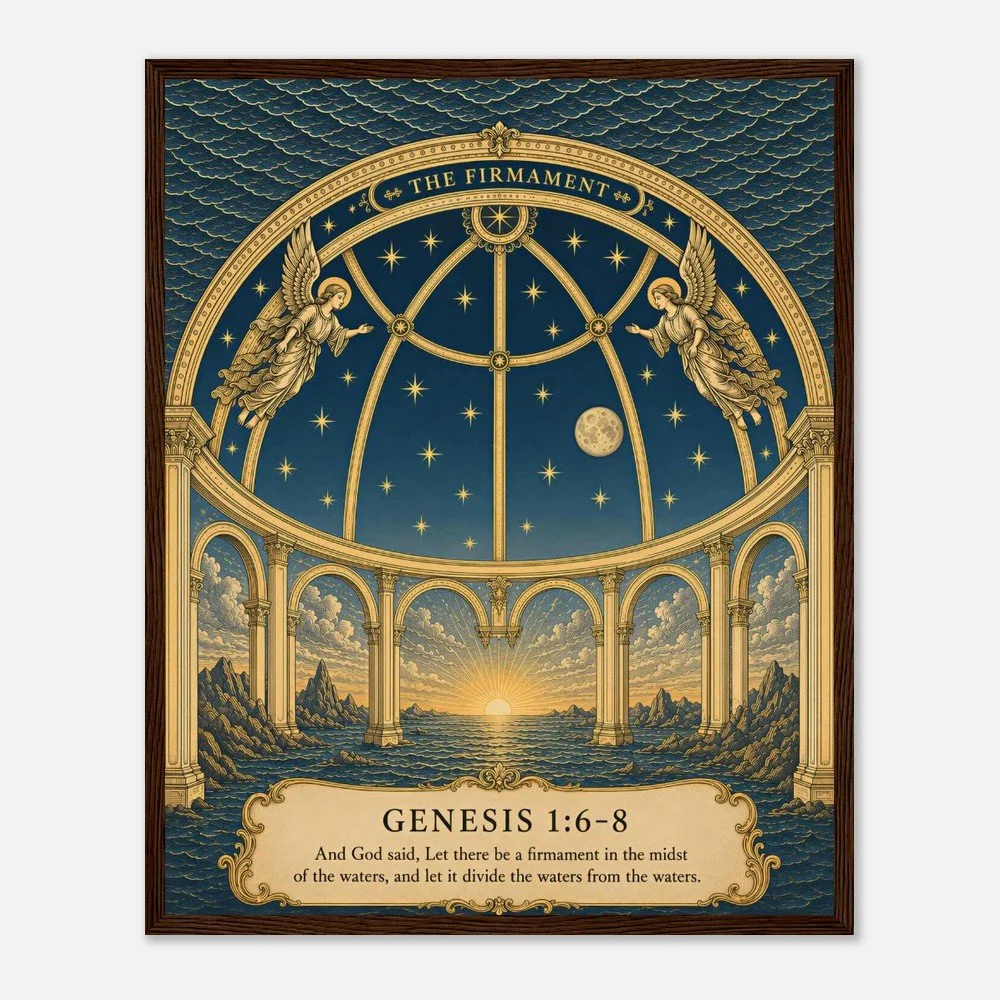 The Firmament Framed Poster, Genesis 1:6-8 Biblical Cosmology Wall Art