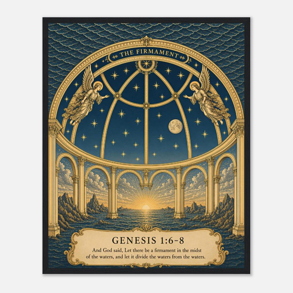 The Firmament Framed Poster, Genesis 1:6-8 Biblical Cosmology Wall Art