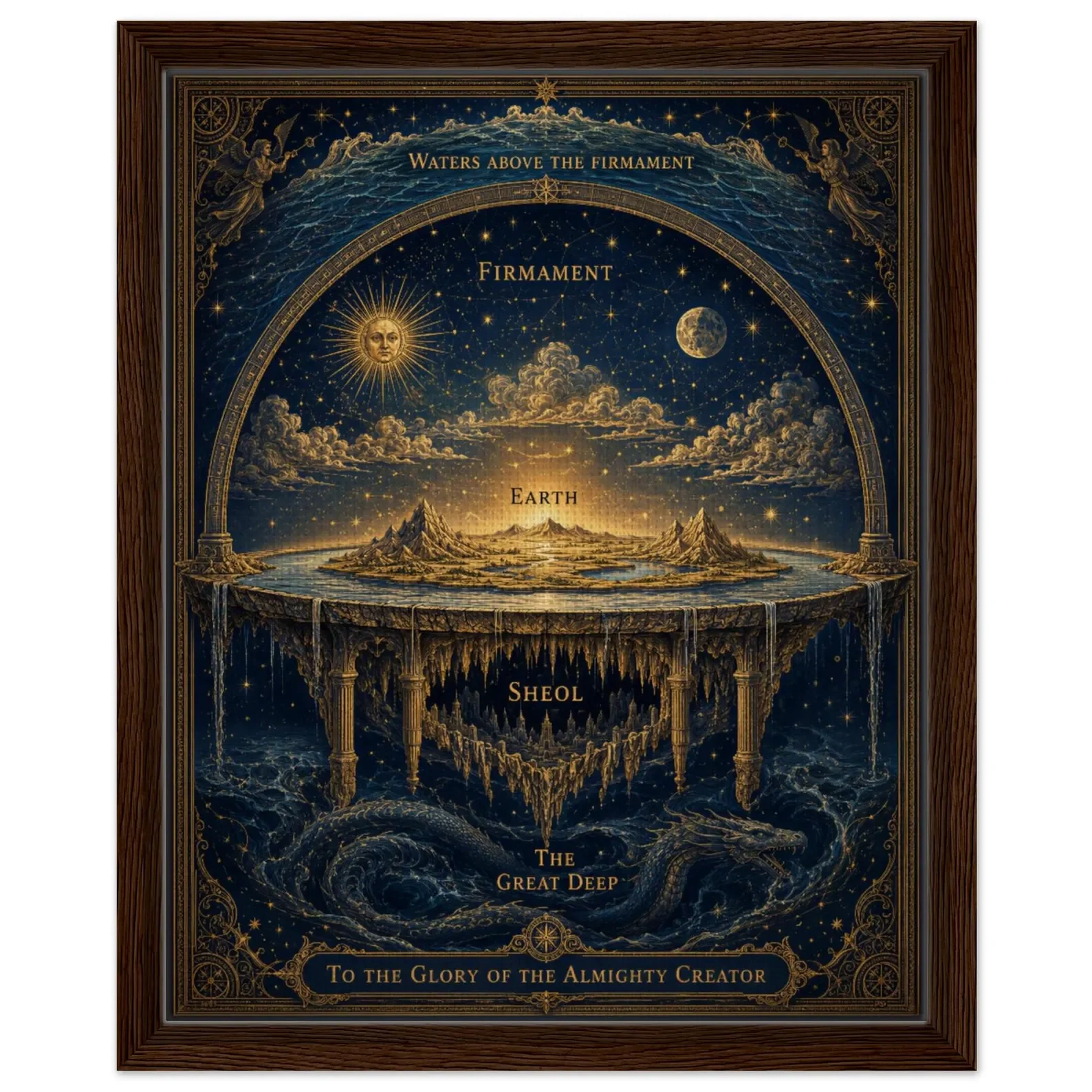 Ancient Hebrew Cosmology - Framed Canvas