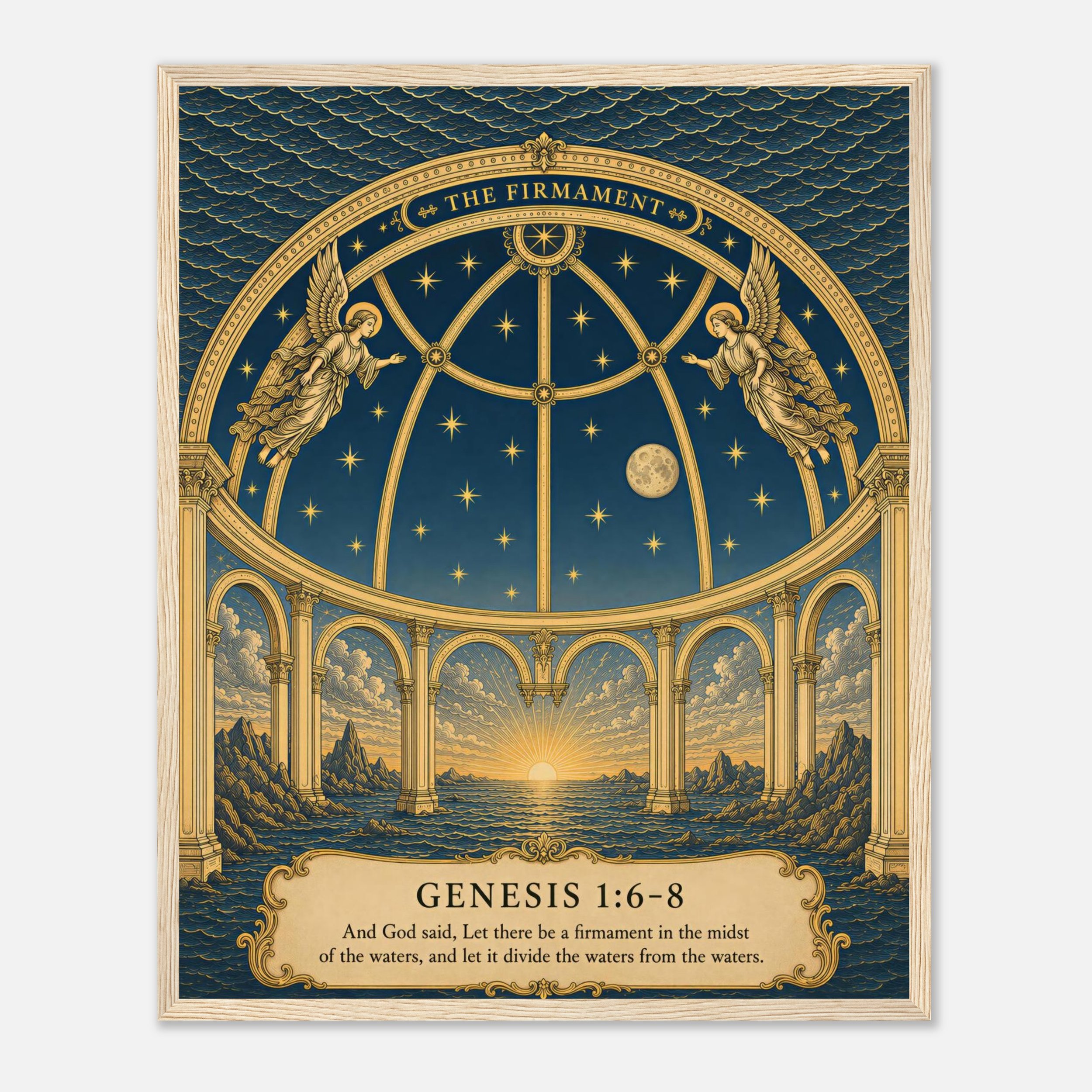 The Firmament Framed Poster, Genesis 1:6-8 Biblical Cosmology Wall Art