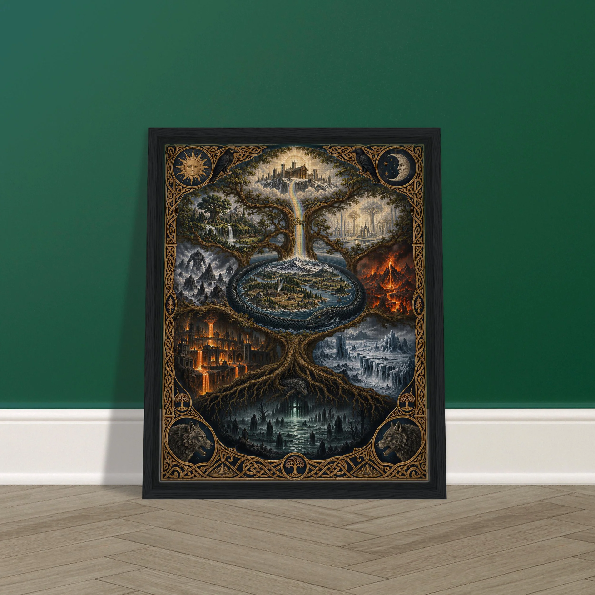 Leaning-Living-Room-Dark_Green_Wood-0.jpeg