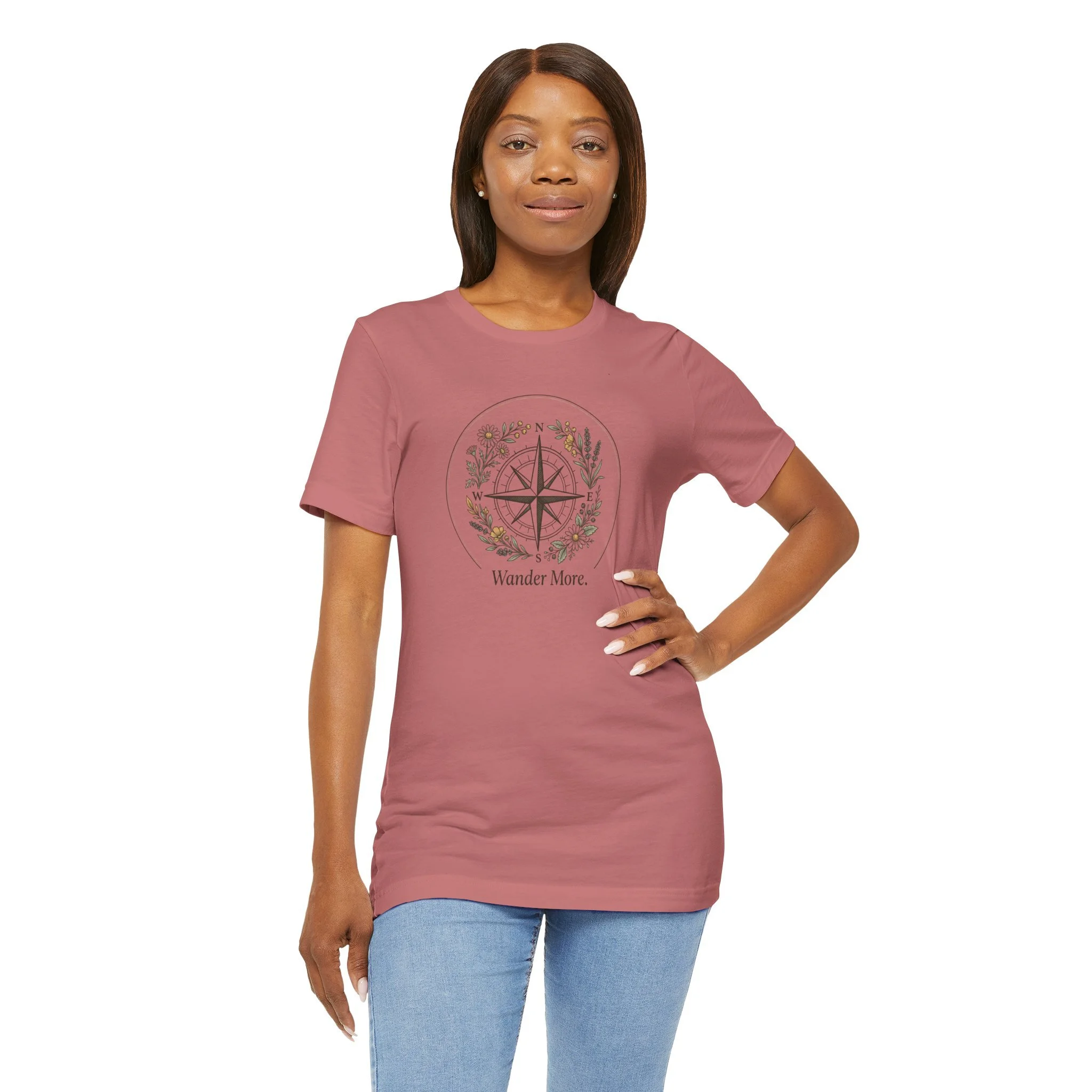 Wander More Compass Floral tee