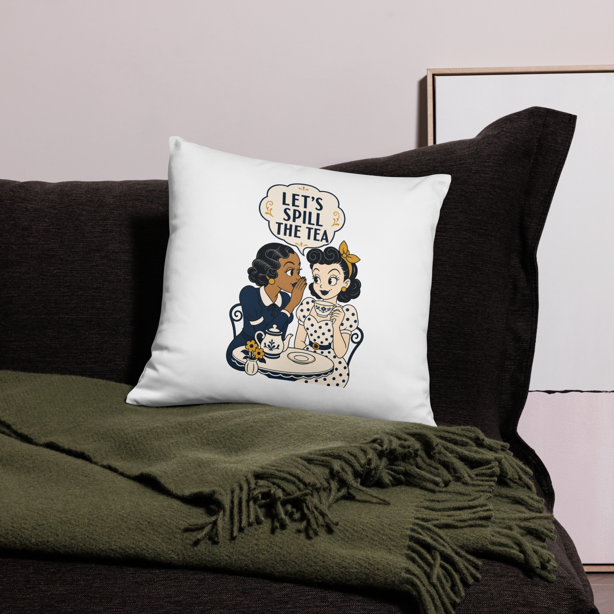 Let's spill the tea Retro Accent Pillow