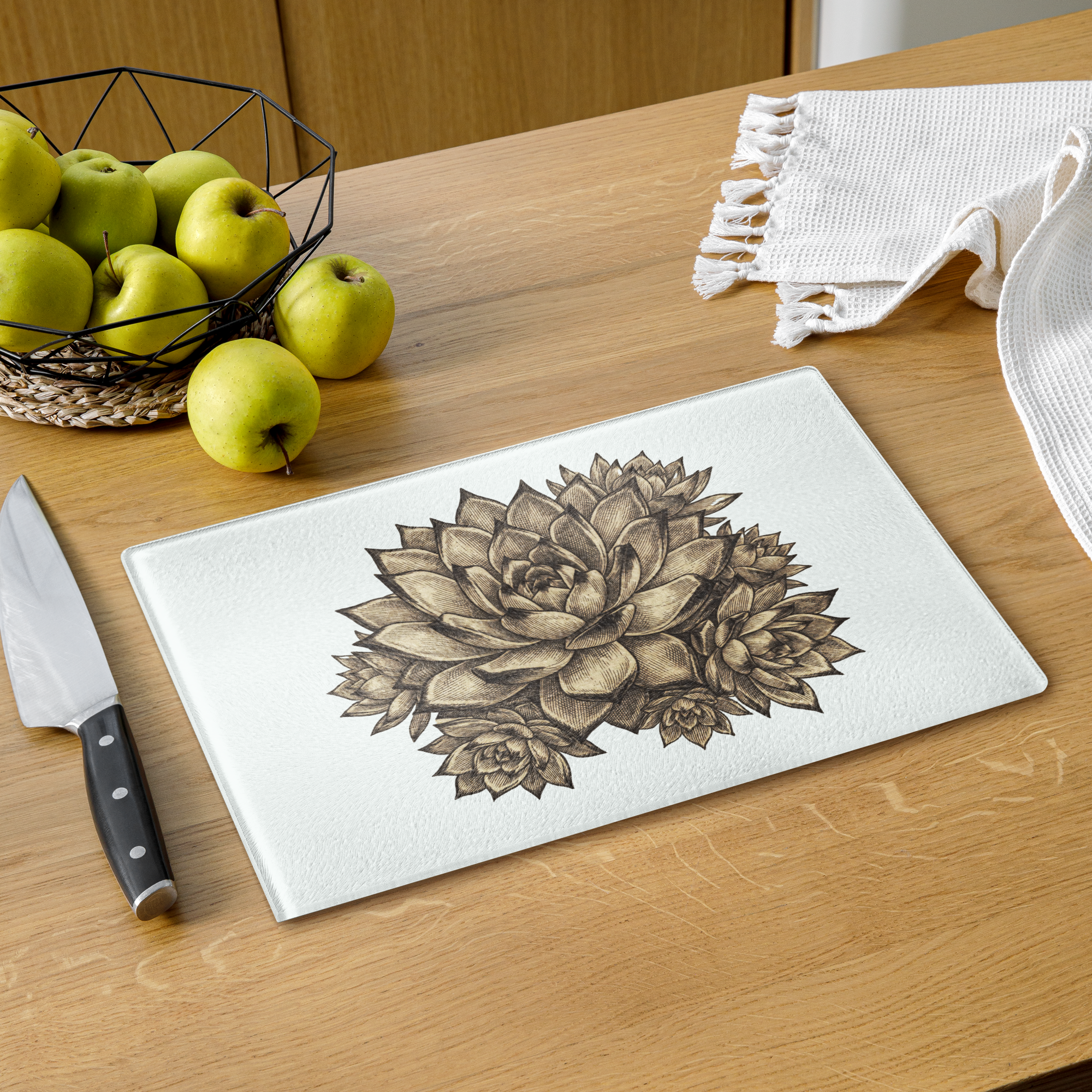 California Succulent Garden Glass cutting board | Original Photograpy