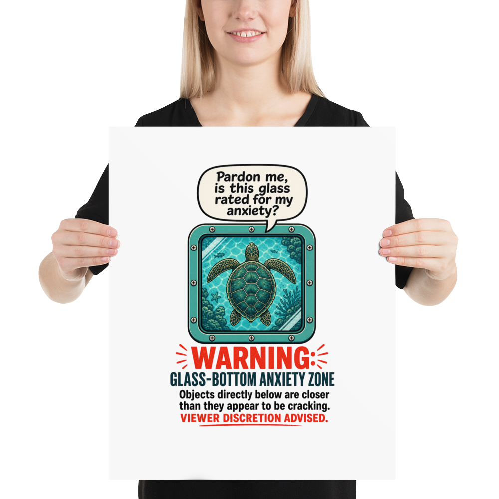 Warning: Glass-Bottom Anxiety Zone Matte Paper Poster