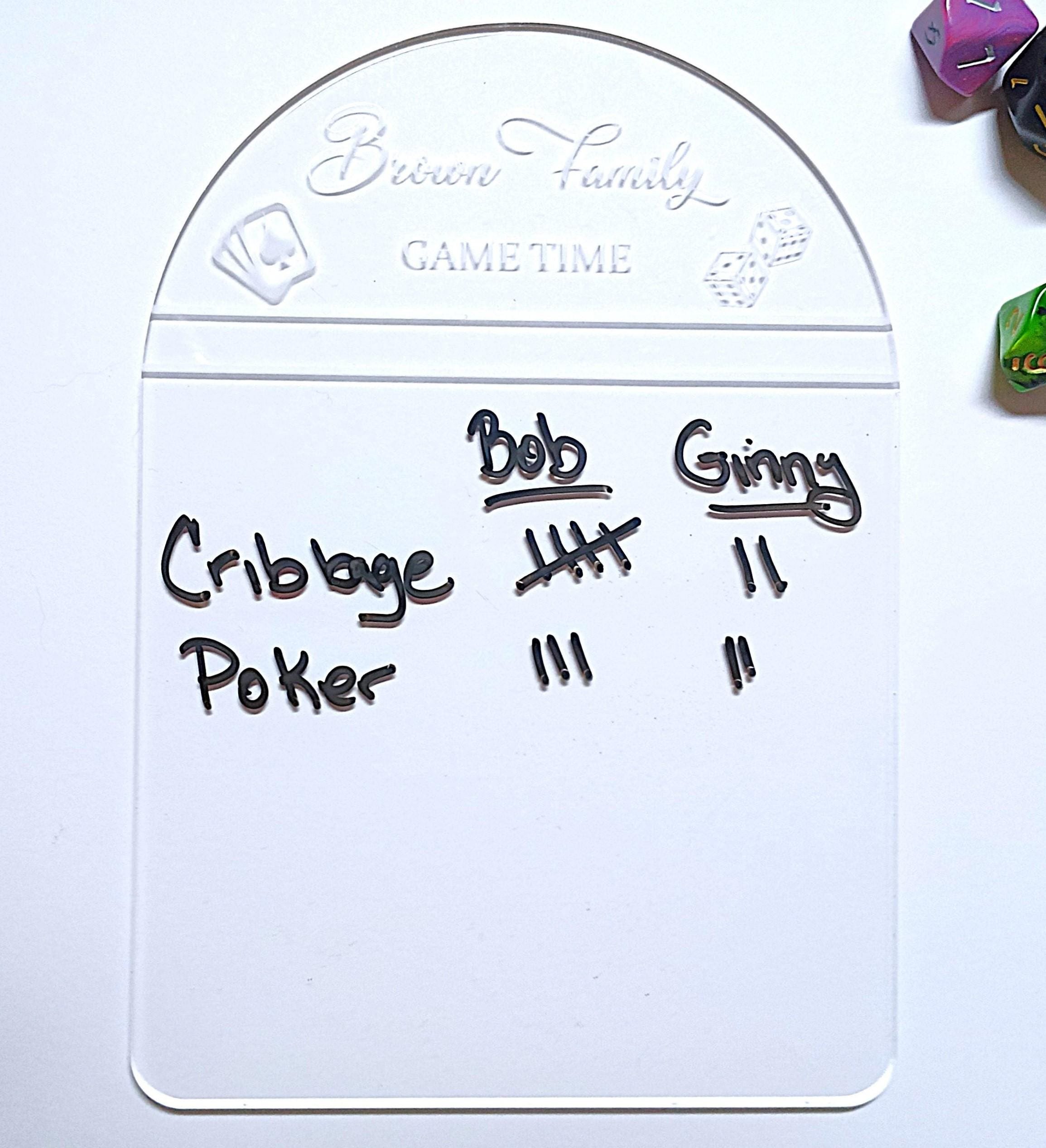 Personalized Family Game Night Score Tracker Dry Erase Board