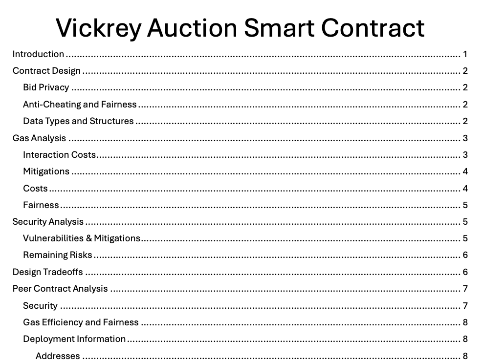 Vickery Auction Smart Contract &amp; Security Assessment