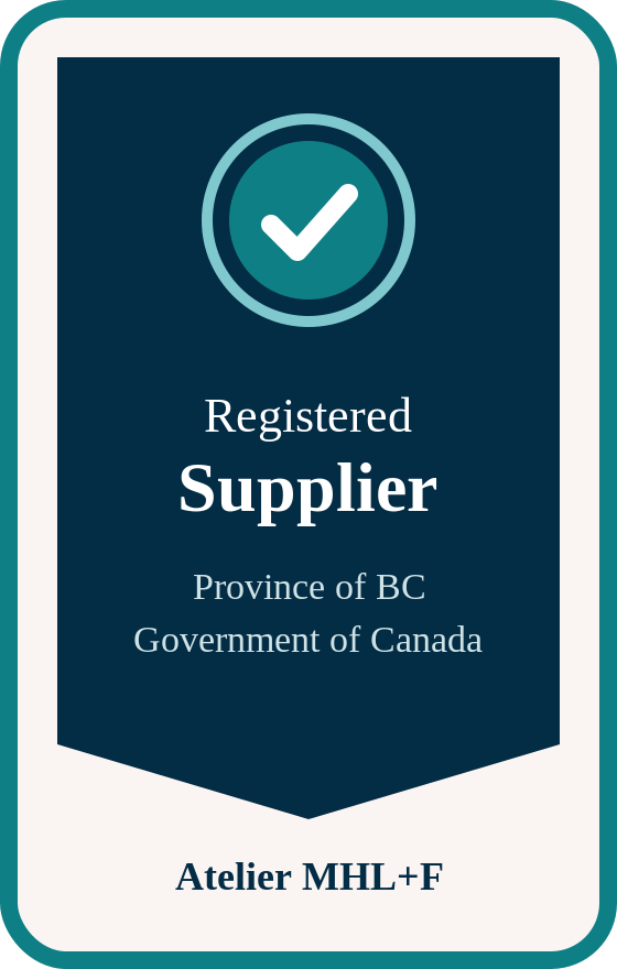 Registered Supplier for Province of BC and Government of Canada badge