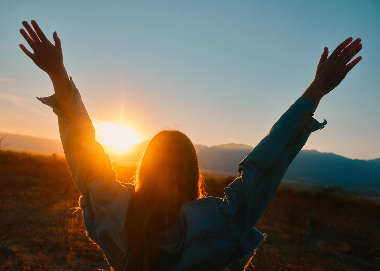 Happy woman outside