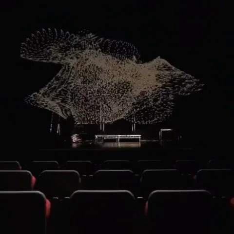 Some BTS working with @_moventia at @newadelphitheatre we used @touchdesigner for the visual systems projection mapped onto the bed set piece and in the first half onto hologuaze. We tried to mocap the 3D character models from the NSNS VR game via me