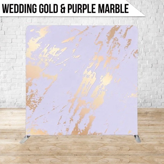 Wedding Gold & Purple Marble Backdrop