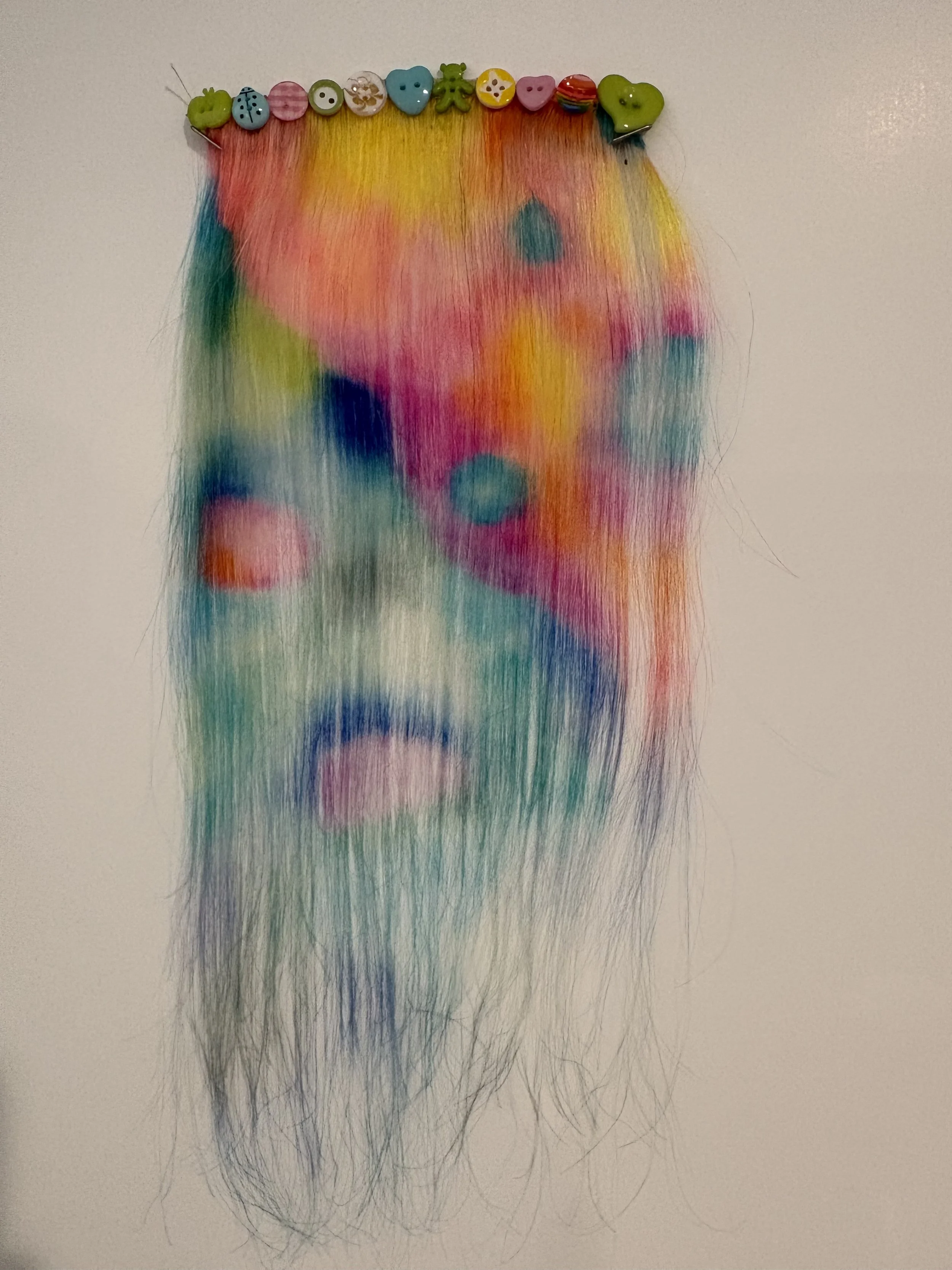 SET OF 2- Multicolor Abstract w/ button roots clip-ins