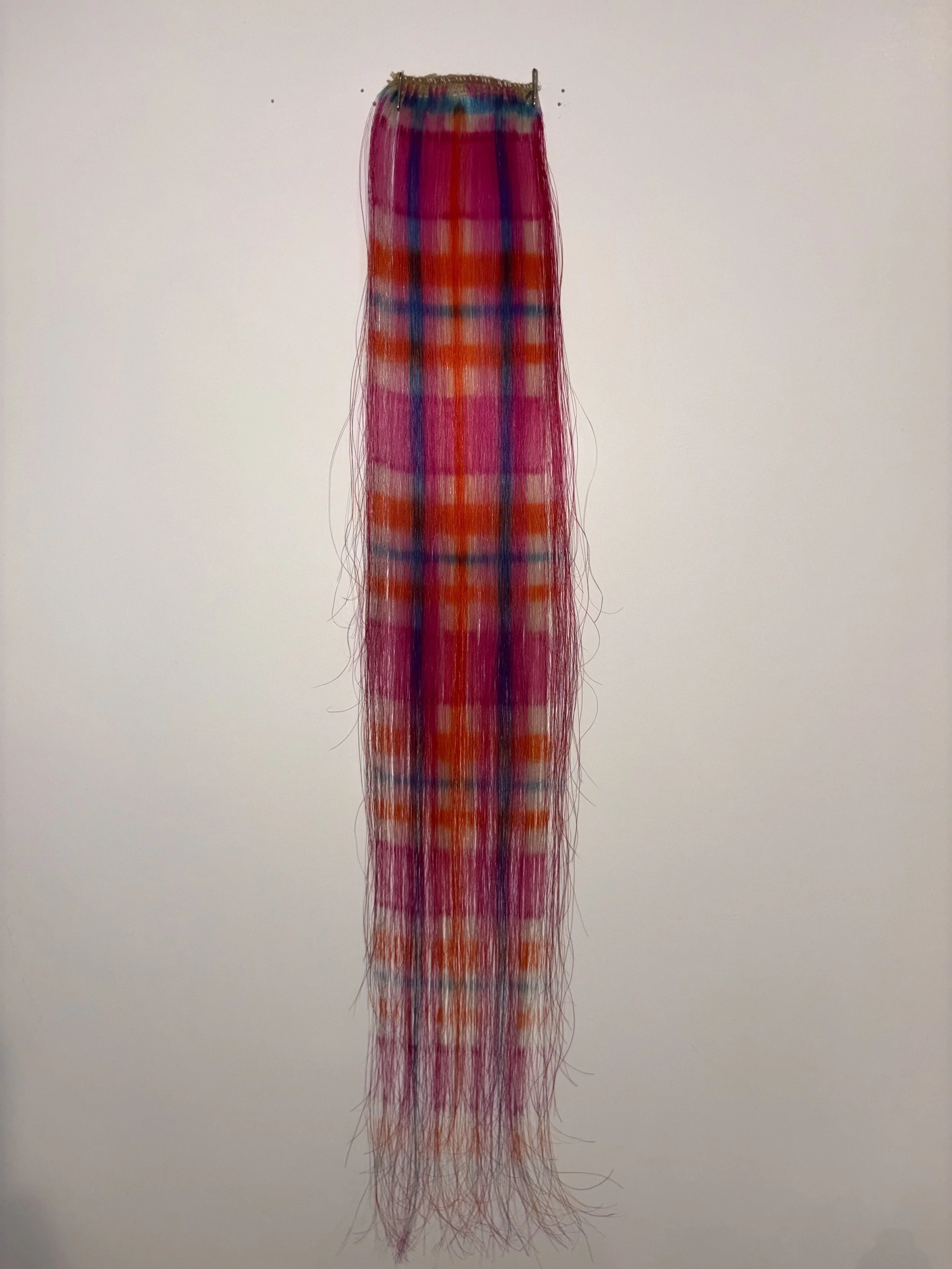 Pink/Orange/Blue plaid clip-in