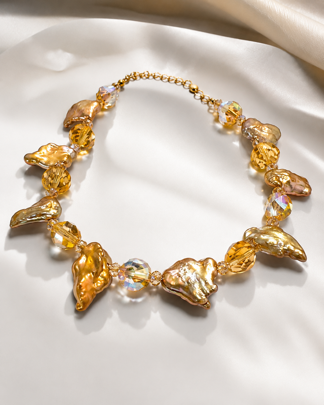 Keishi Pearl and Crystal Necklace