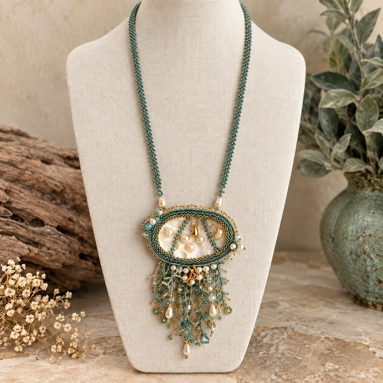 Pearl Cabochon Necklace
