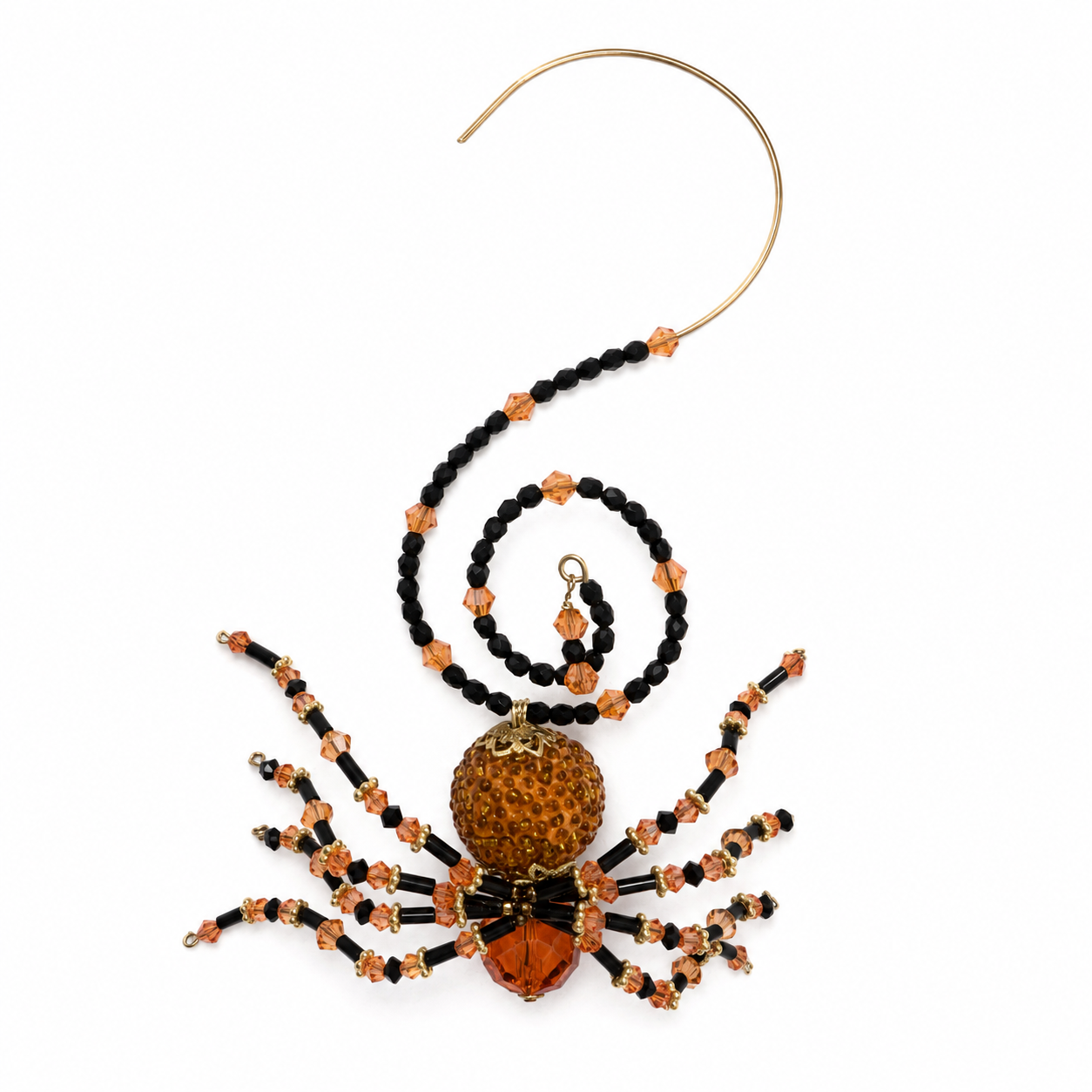 Handmade Amber Beaded Spider Ornament.png