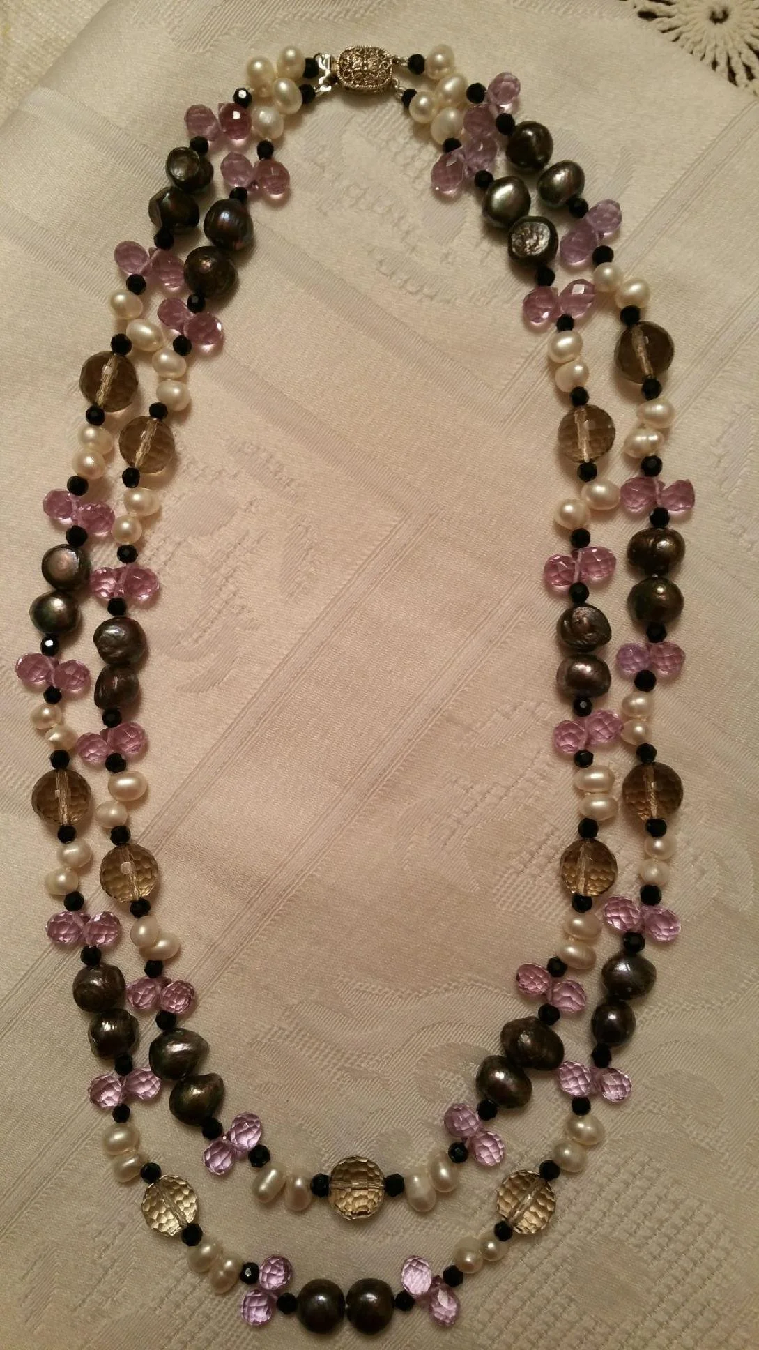 After Restoration Necklace restrung and restored for continued wear and enjoyment.