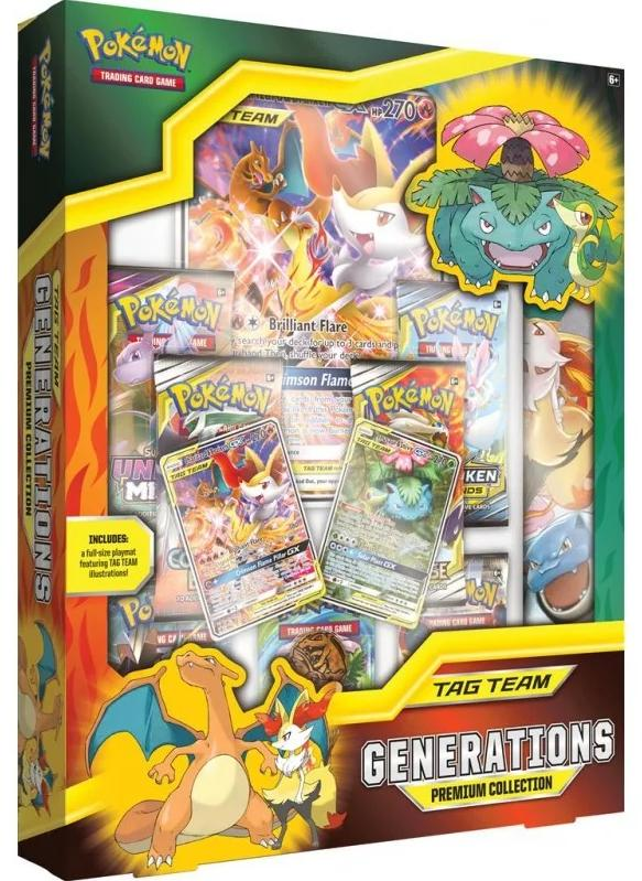 Pokemon TCG: Tag Team Generations Premium Collection | 3 Foil Promo Cards | 7 Booster Packs | 1 Oversize Foil Card| 1 Full-size Playmat