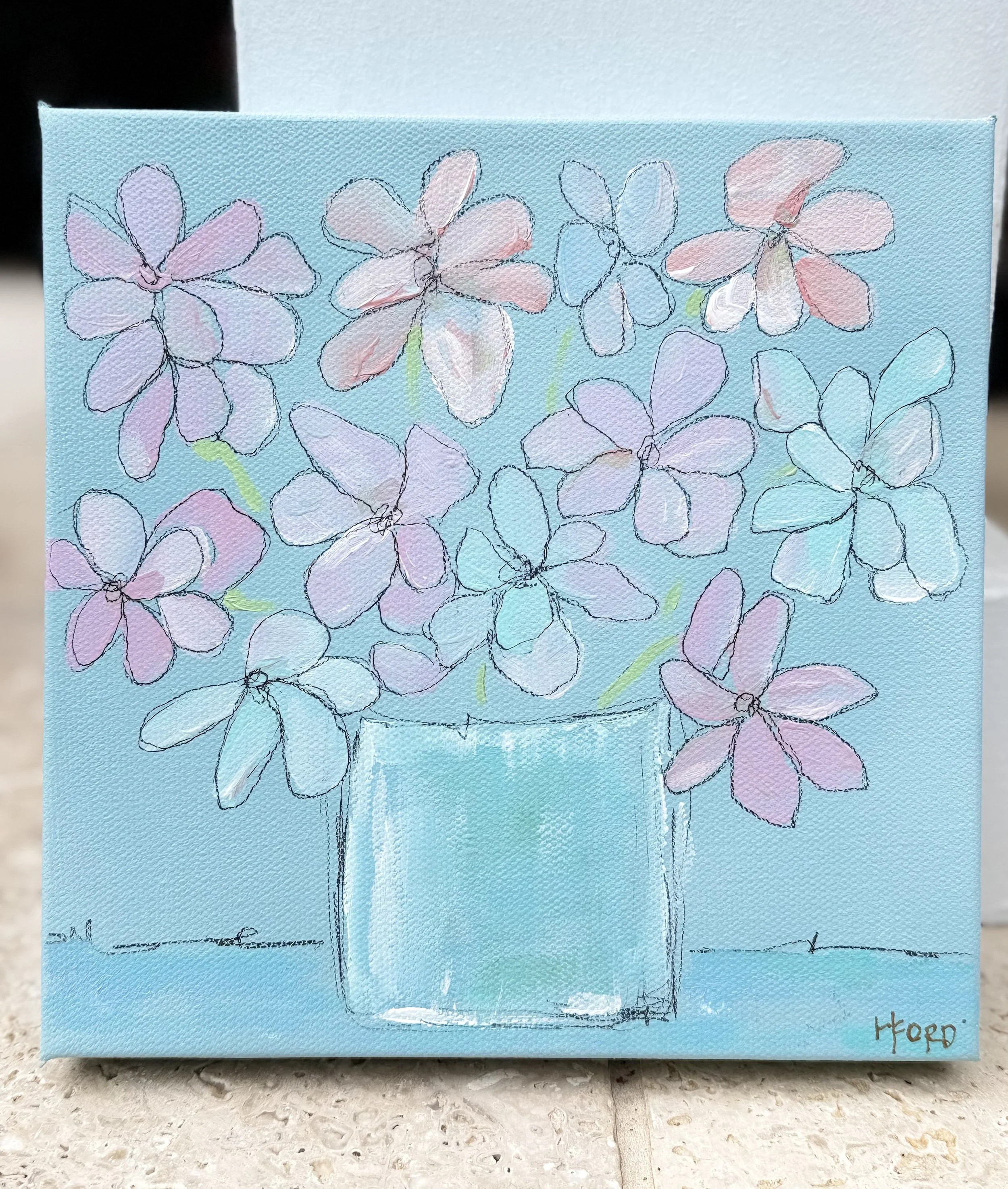 Pastel Whimsy Floral Canvas:  Original Painting