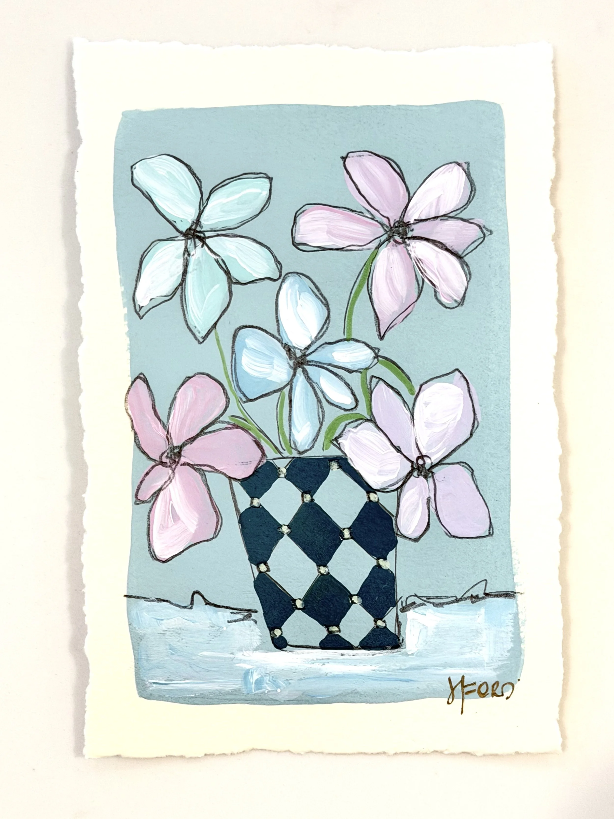 Pastel Floral Elegance - Original Acrylic Painting