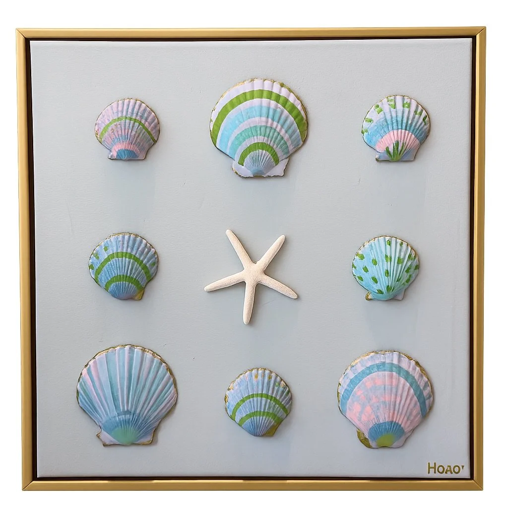 Coastal Serenity Shells In Gold Frame